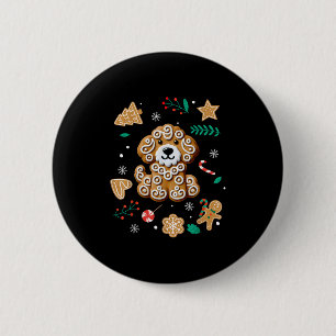 Xmas Dog Gingerbread Goldendoodle Golden Doodle Ch 6 Cm Round Badge