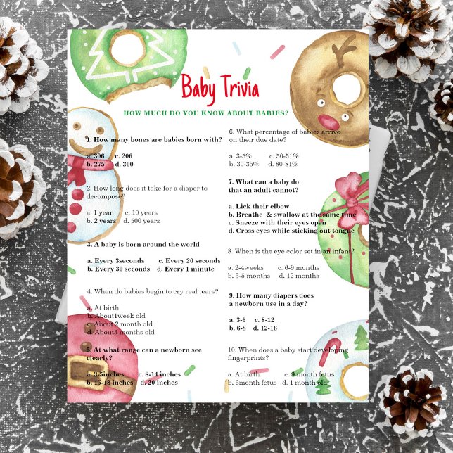 Xmas doughnuts - Baby Trivia | Baby Shower Game (Creator Uploaded)