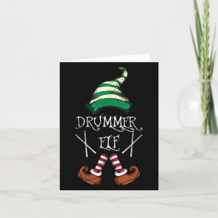 Xmas Drumsticks Music Matching Drummer Elf Pajama Card