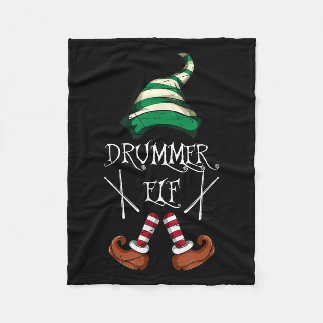 Xmas Drumsticks Music Matching Drummer Elf Pajama  Fleece Blanket (Front)