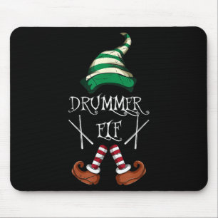 Xmas Drumsticks Music Matching Drummer Elf Pajama  Mouse Pad