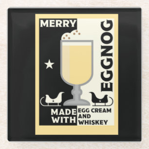 Xmas Eggnog Punch Glass Coaster