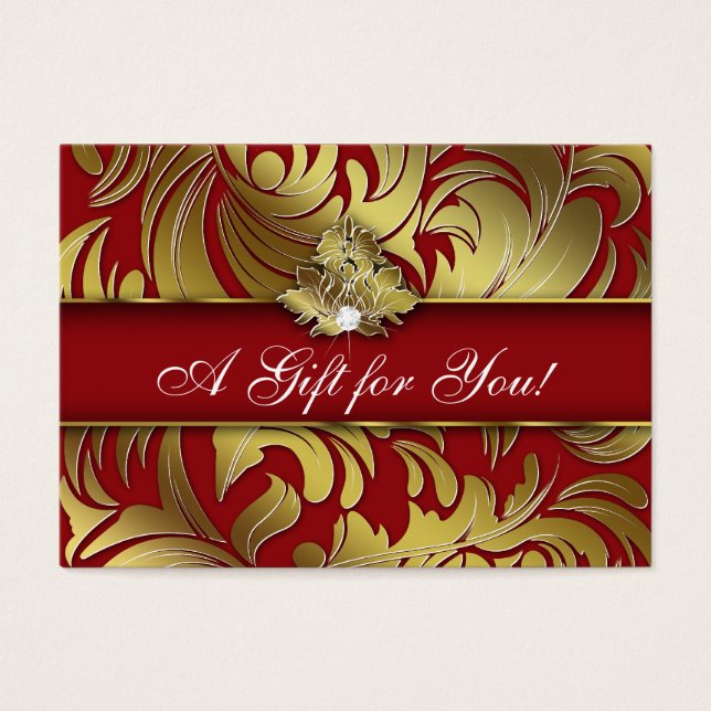 Xmas Elegant Jewellery Logo Gift Card Red Gold (Front)