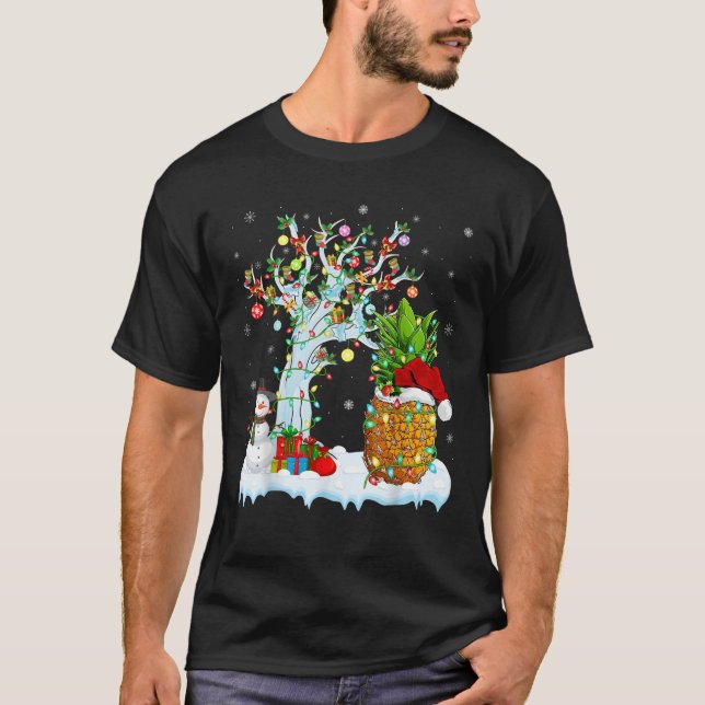 Xmas Element Tree Lighting Santa Pineapple Fruit C T-Shirt (Front)
