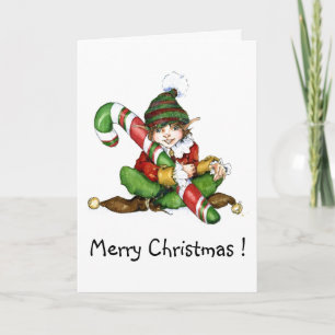 XMAS Elf and CandyCane'09, Merry Christmas! Holiday Card
