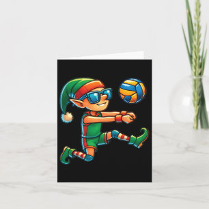 Xmas Elf Playing Volleyball Lovers Boys Girls Kids Card