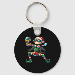 Xmas Elf Playing Volleyball Lovers Boys Girls Kids Key Ring
