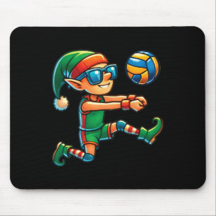 Xmas Elf Playing Volleyball Lovers Boys Girls Kids Mouse Pad