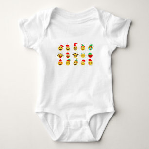 xmas emoji happy faces baby bodysuit