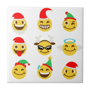 xmas emoji happy faces ceramic tile