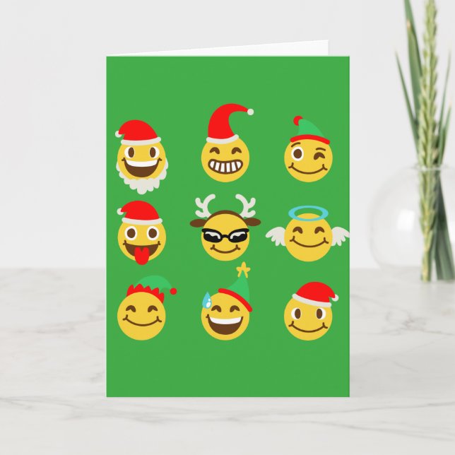 xmas emoji happy faces holiday card (Front)