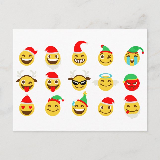 xmas emoji happy faces holiday postcard (Front)