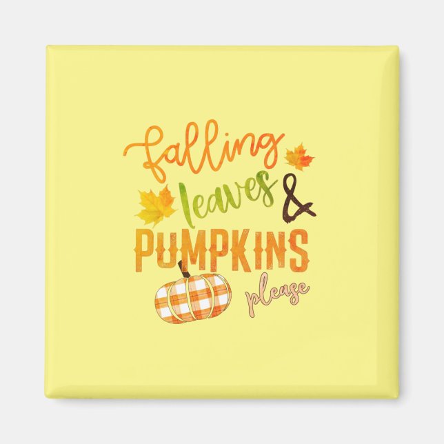 Xmas Falling Leaves & Pumpkins Please Thanksgiving Magnet (Front)