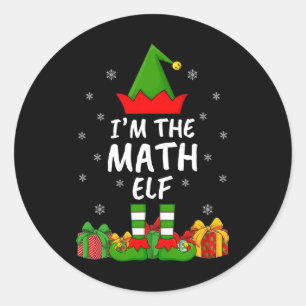 Xmas Family Matching Funny I'm The Math Elf Christ Classic Round Sticker