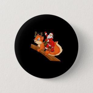 Xmas Family Matching Funny Santa Riding Squirrel C 6 Cm Round Badge