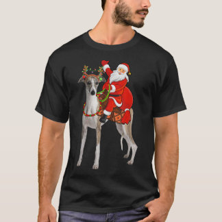 Xmas Family Matching Funny Santa Riding Whippet Ch T-Shirt