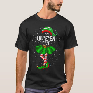 Xmas Family Matching Women Girls Mum The Queen Elf T-Shirt