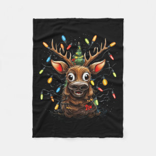 Xmas Family Merry Christmas Tree Lights Kids Funny Fleece Blanket