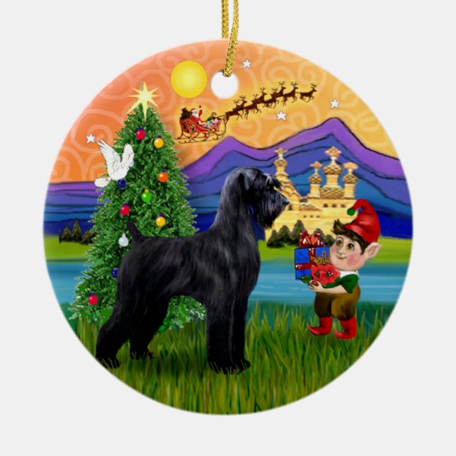 Xmas Fantasy - Giant Black Schnauzer Ceramic Ornament (Front)