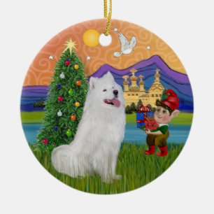 Xmas Fantasy - Samoyed Ceramic Tree Decoration