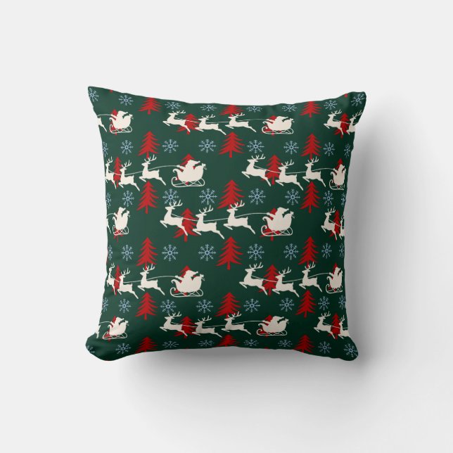 Xmas Festive Pattern Throw Pillow (Front)