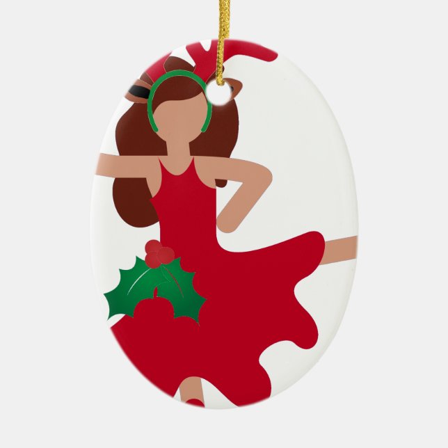 xmas flamenco dancer emoji ceramic tree decoration (Front)