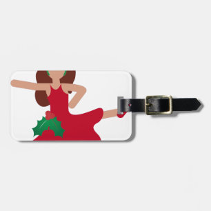 xmas flamenco dancer emoji luggage tag