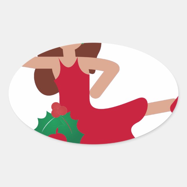 xmas flamenco dancer emoji oval sticker (Front)