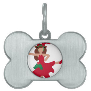 xmas flamenco dancer emoji pet ID tag