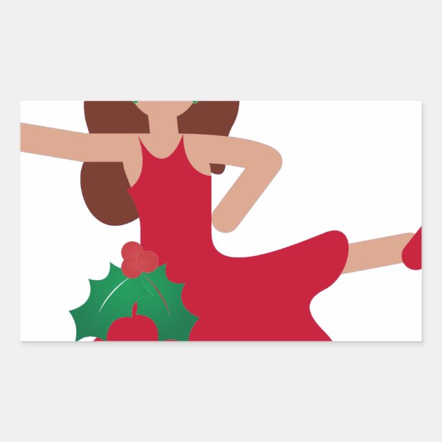 xmas flamenco dancer emoji rectangular sticker (Front)
