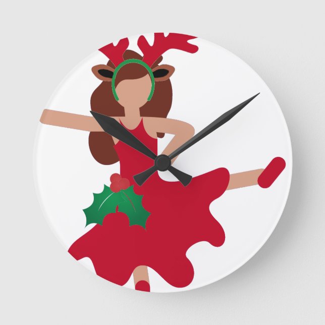 xmas flamenco dancer emoji round clock (Front)