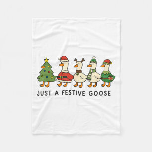 Xmas Funny Silly Goose Christmas Pjs Just A Festiv Fleece Blanket