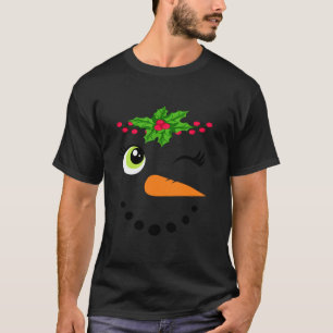 Xmas Funny Snow Man Face Family Reindeer Christmas T-Shirt