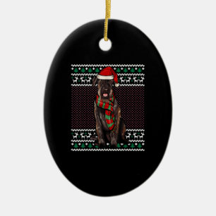 Xmas Giant Schnauzer Dog Santa Hat Ugly Christmas Ceramic Ornament
