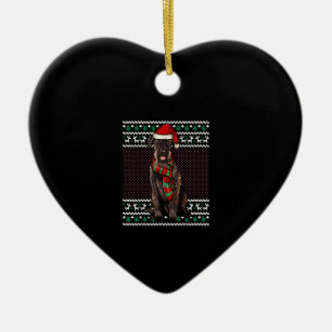 Xmas Giant Schnauzer Dog Santa Hat Ugly Christmas Ceramic Ornament