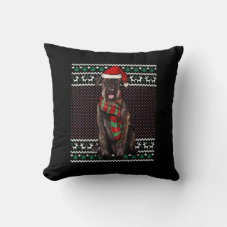 Xmas Giant Schnauzer Dog Santa Hat Ugly Christmas Cushion