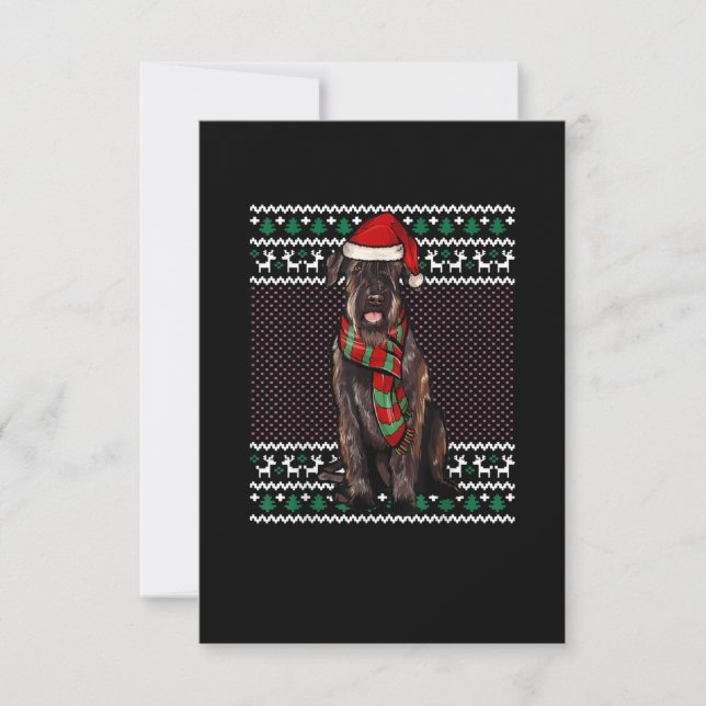 Xmas Giant Schnauzer Dog Santa Hat Ugly Christmas RSVP Card (Front)