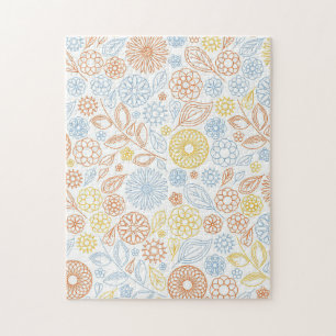 Xmas Gift Abstract Flowers On White Jigsaw Puzzle