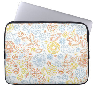 Xmas Gift Abstract Flowers On White Laptop Sleeve