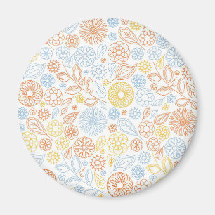 Xmas Gift Abstract Flowers On White Magnet