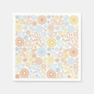 Xmas Gift Abstract Flowers On White Napkin