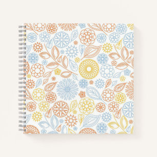 Xmas Gift Abstract Flowers On White Notebook