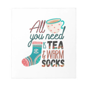 Xmas Gift All You Need Is Tea And Warm Socks Notepad