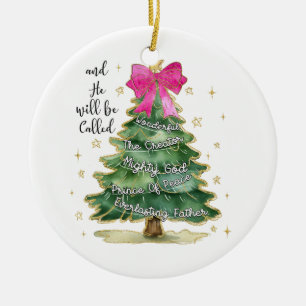 Xmas Gift And He Will Be Called Merry Christmas Ceramic Ornament