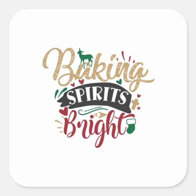Xmas Gift | Baking Spirits Bright Square Sticker (Front)