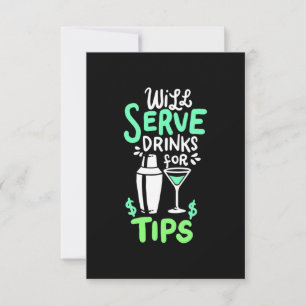 Xmas Gift   Bartender Will Serve Drinks For Tips RSVP Card