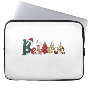 Xmas Gift Believe In Family Laptop Sleeve