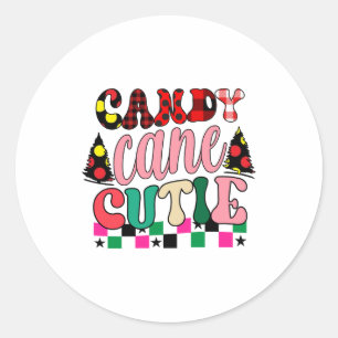 Xmas Gift Candy Cane Cutie Classic Round Sticker
