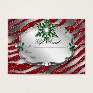 Xmas Gift Card Jewellery Zebra Red Green