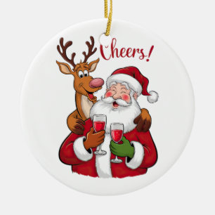Xmas Gift Cheer Santa Claus Ceramic Ornament
